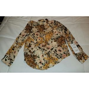 Zara Floral button down blouse (M)